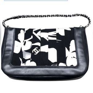CHANEL COCO scarf bandana pochette Silk and lambskin leather handbag bag